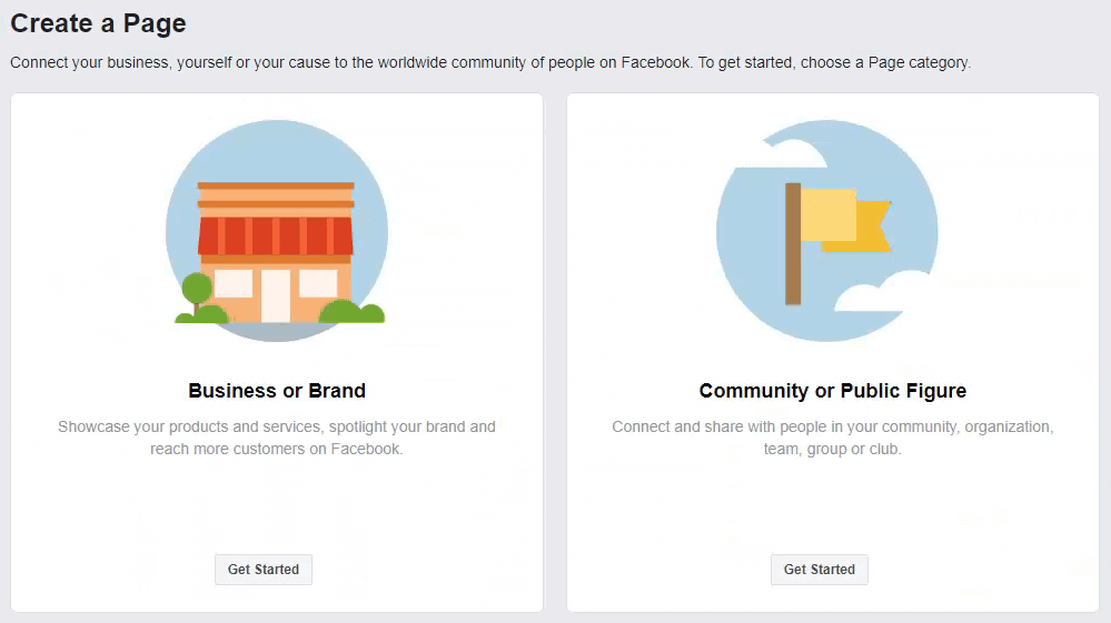Creating Facebook Page Options
