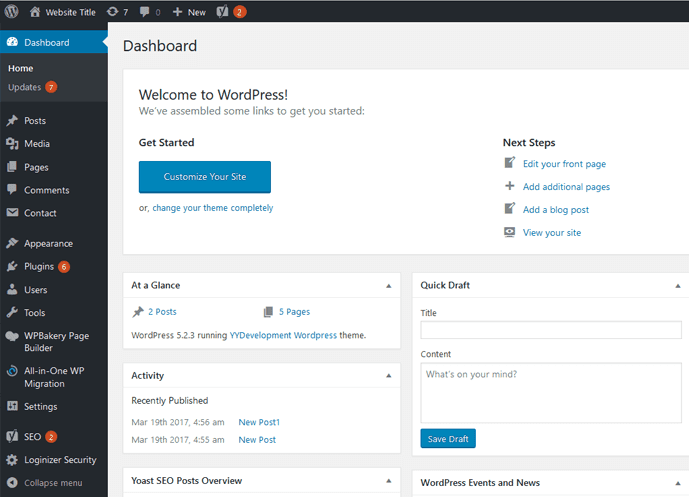 Wordpress Admin Panel